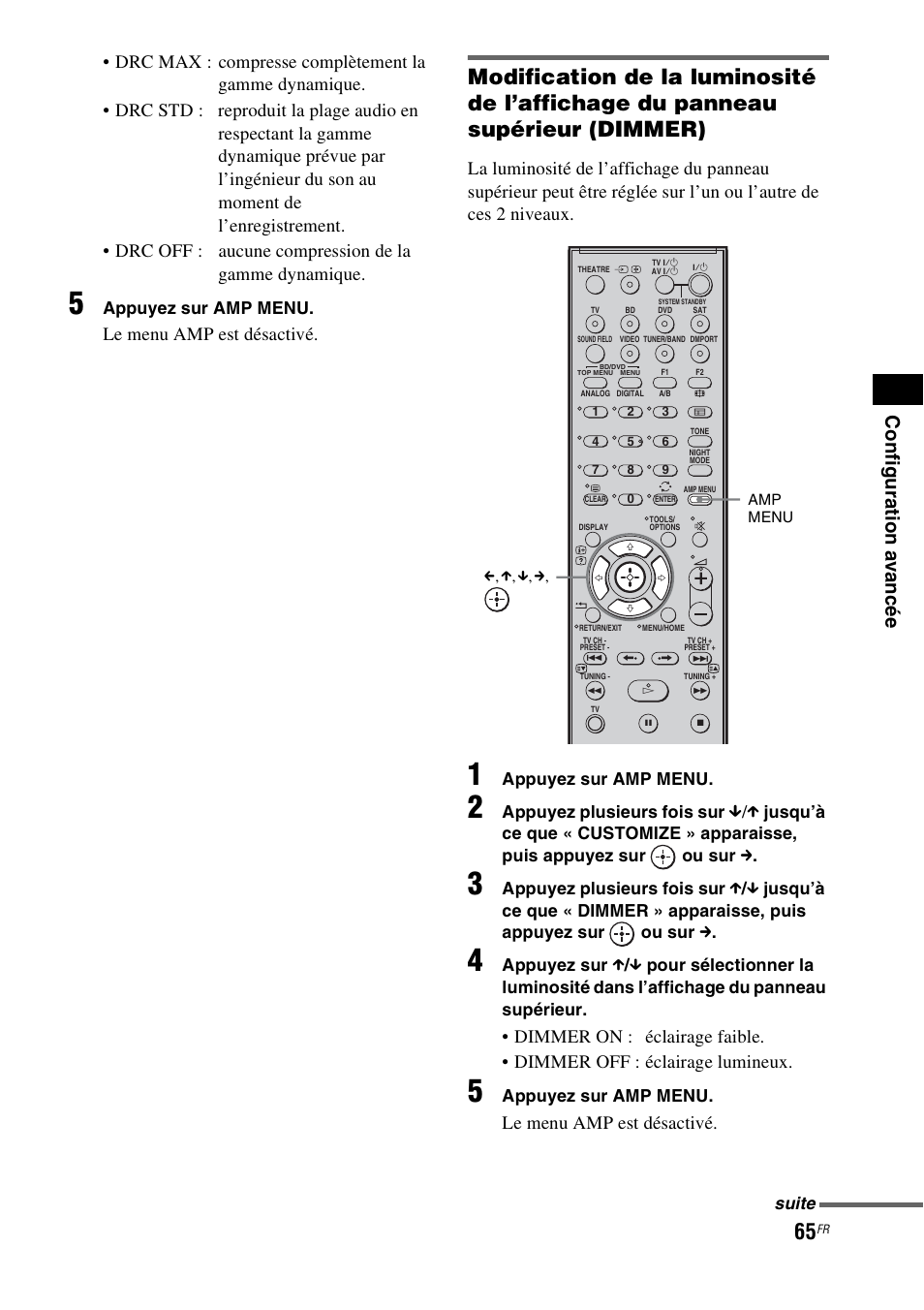 Le menu amp est désactivé | Sony HT-IS100 User Manual | Page 65 / 172