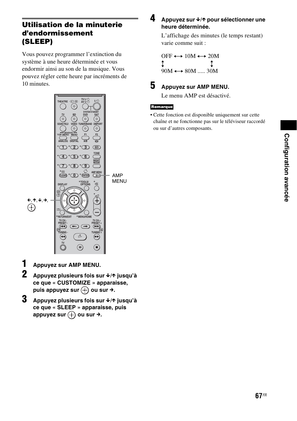 P (67), Le menu amp est désactivé | Sony HT-IS100 User Manual | Page 67 / 172