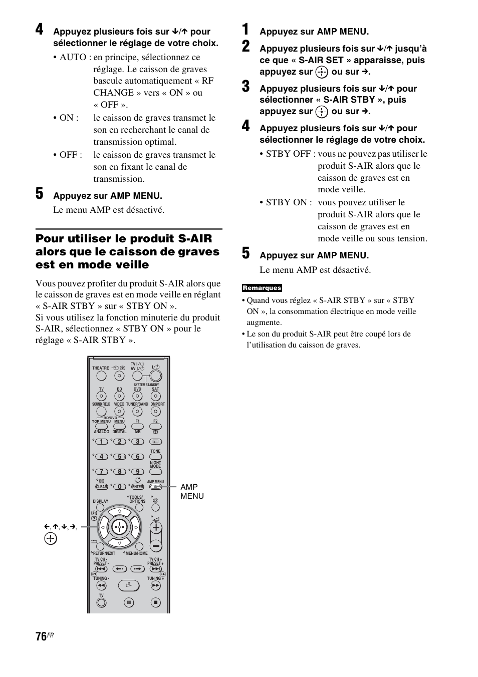 Le menu amp est désactivé | Sony HT-IS100 User Manual | Page 76 / 172