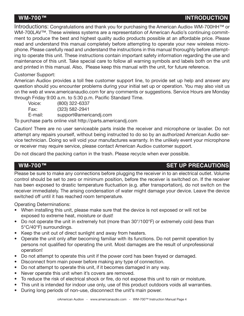 American Audio WM-700HH User Manual | Page 4 / 11