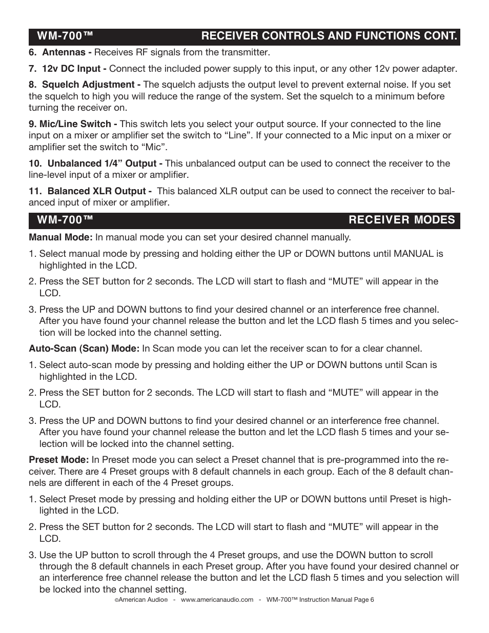 American Audio WM-700HH User Manual | Page 6 / 11