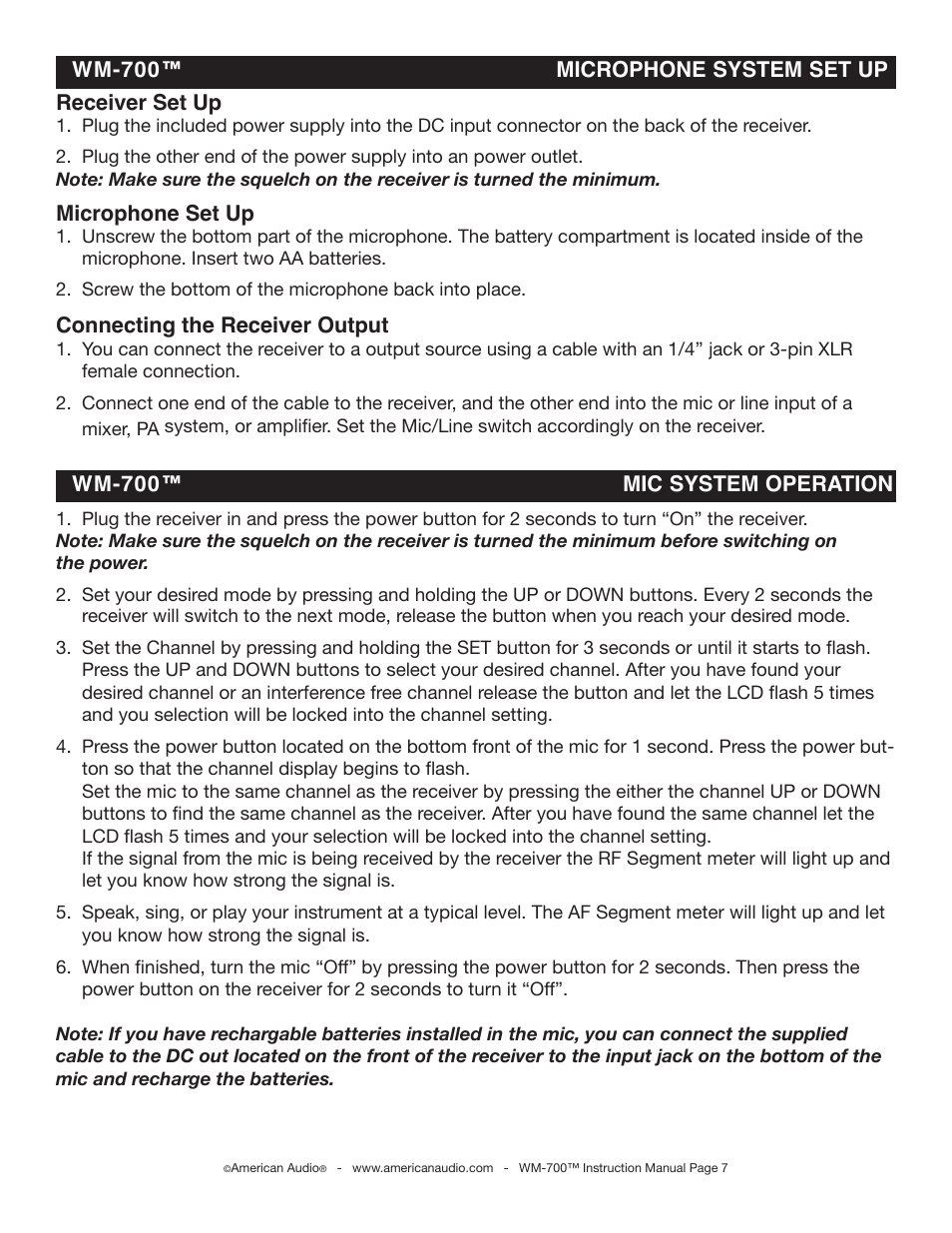 American Audio WM-700HH User Manual | Page 7 / 11