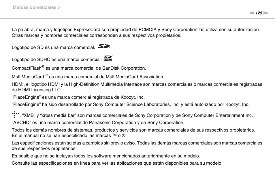 Sony VPCW11S1E User Manual | Page 125 / 127