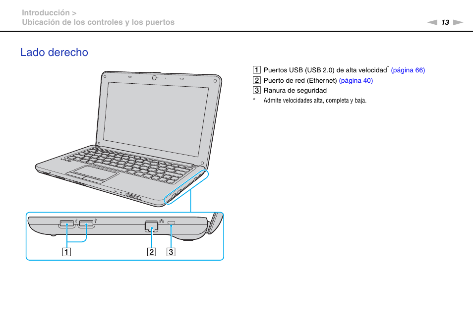 Lado derecho | Sony VPCW11S1E User Manual | Page 13 / 127