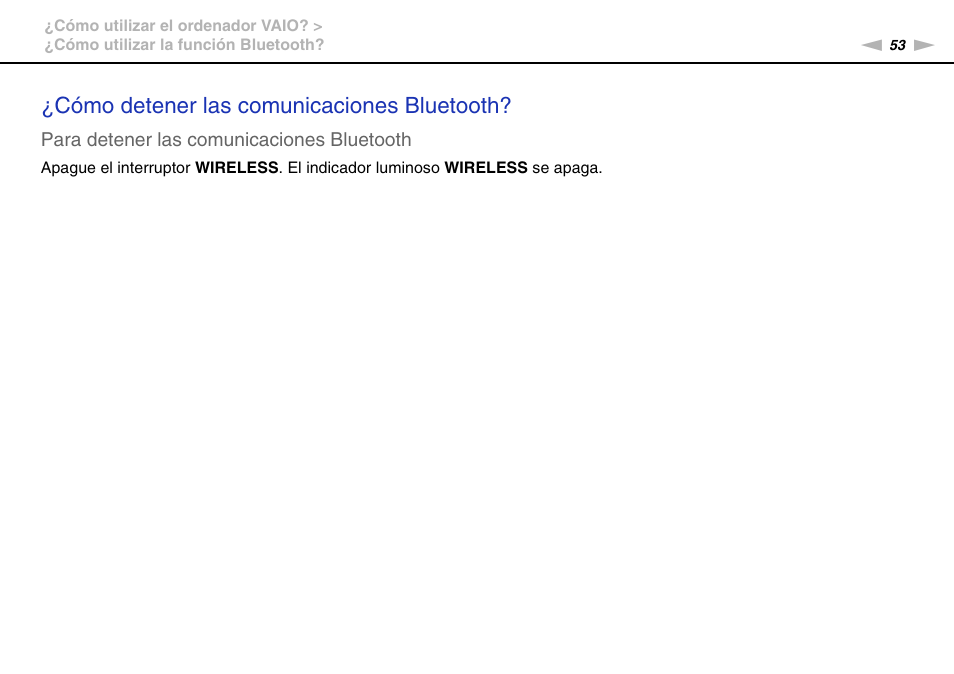 Cómo detener las comunicaciones bluetooth | Sony VPCW11S1E User Manual | Page 53 / 127