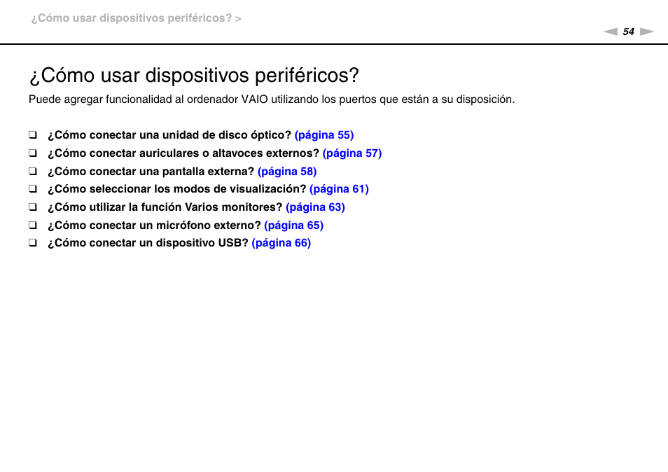 Cómo usar dispositivos periféricos | Sony VPCW11S1E User Manual | Page 54 / 127
