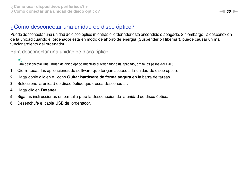 Cómo desconectar una unidad de disco óptico | Sony VPCW11S1E User Manual | Page 56 / 127