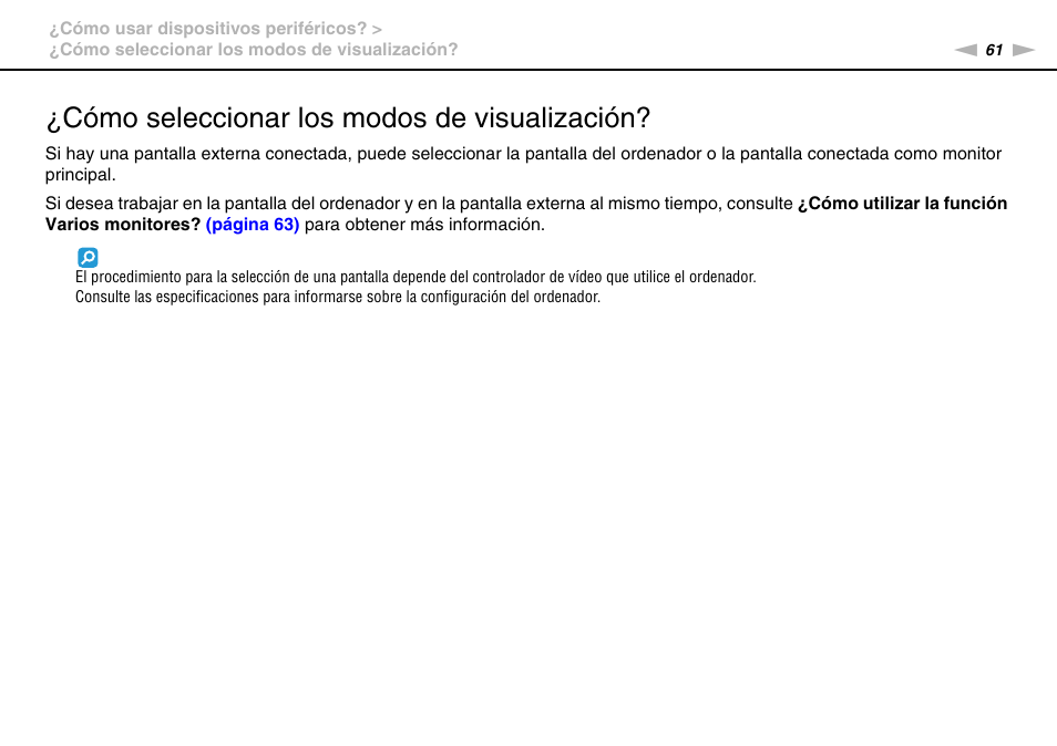 Cómo seleccionar los modos de visualización | Sony VPCW11S1E User Manual | Page 61 / 127