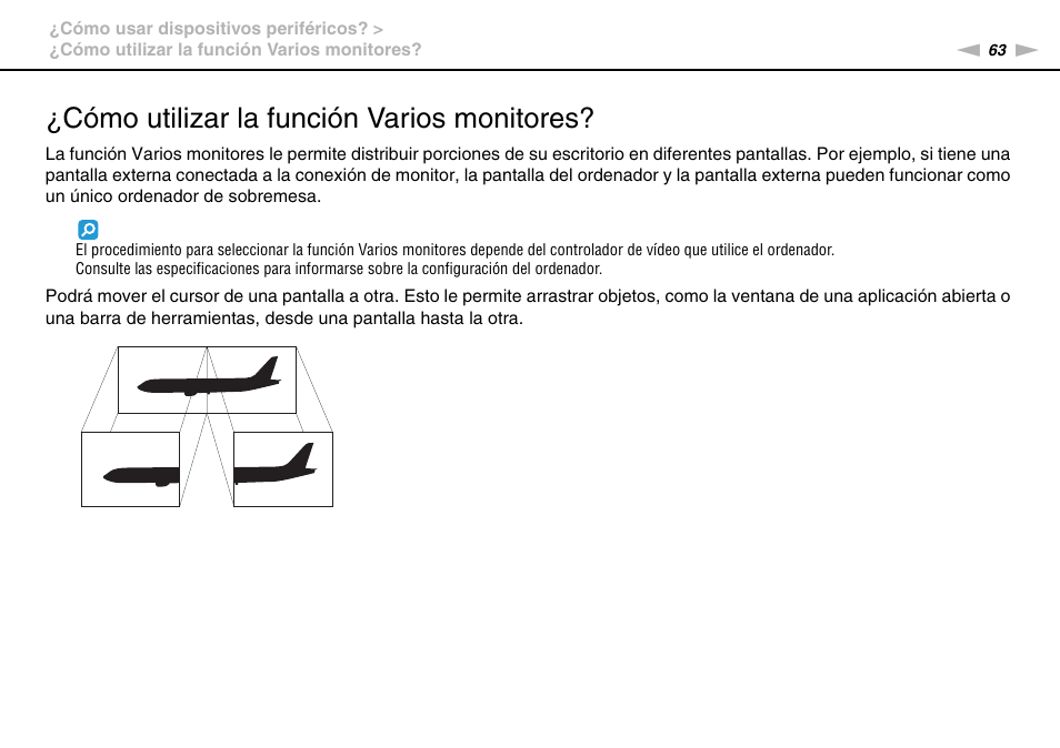 Cómo utilizar la función varios monitores | Sony VPCW11S1E User Manual | Page 63 / 127