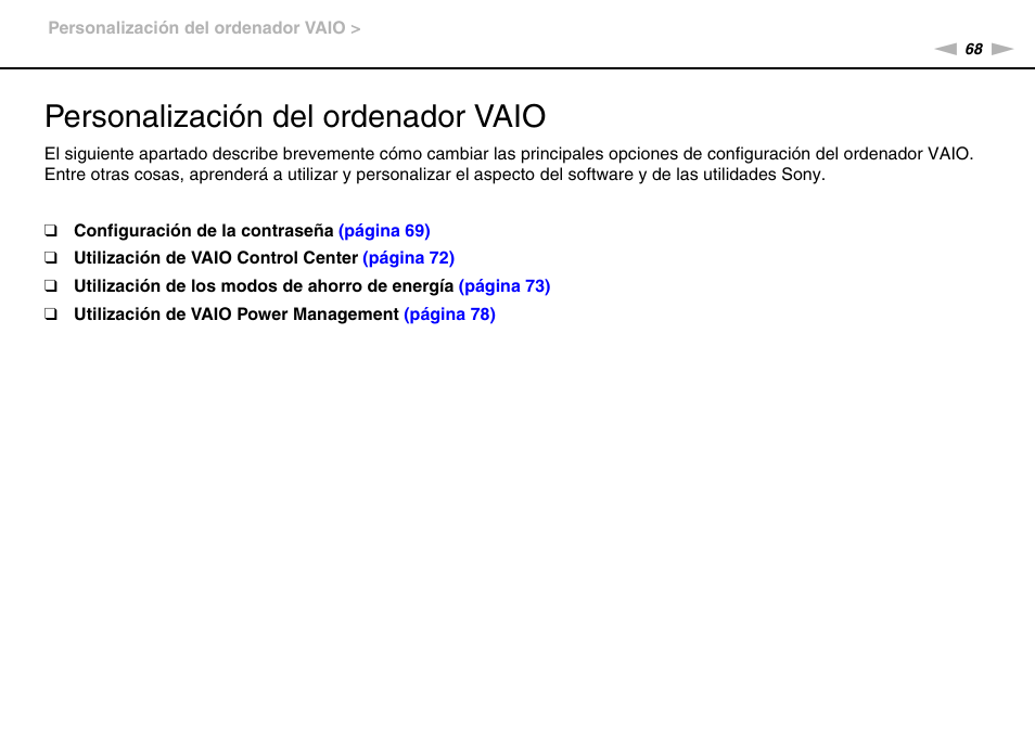 Personalización del ordenador vaio | Sony VPCW11S1E User Manual | Page 68 / 127