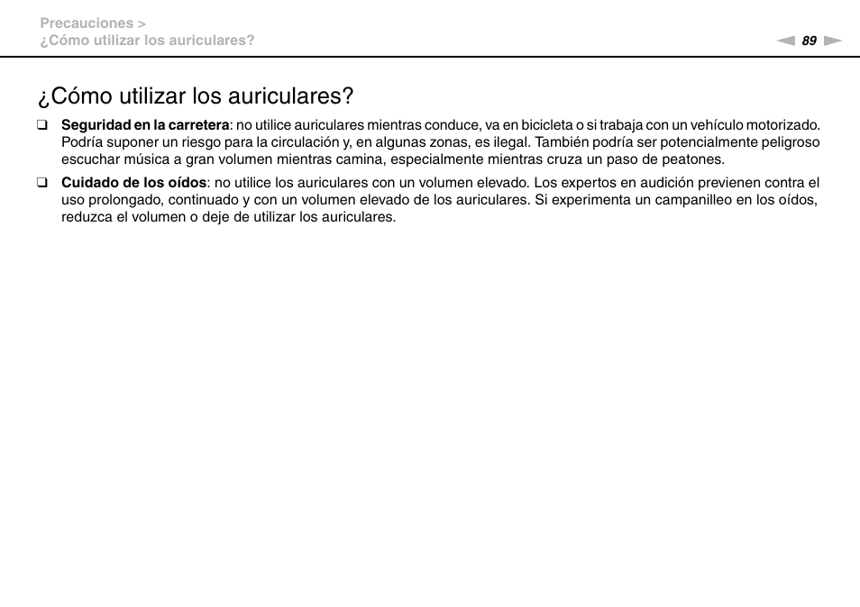 Cómo utilizar los auriculares | Sony VPCW11S1E User Manual | Page 89 / 127