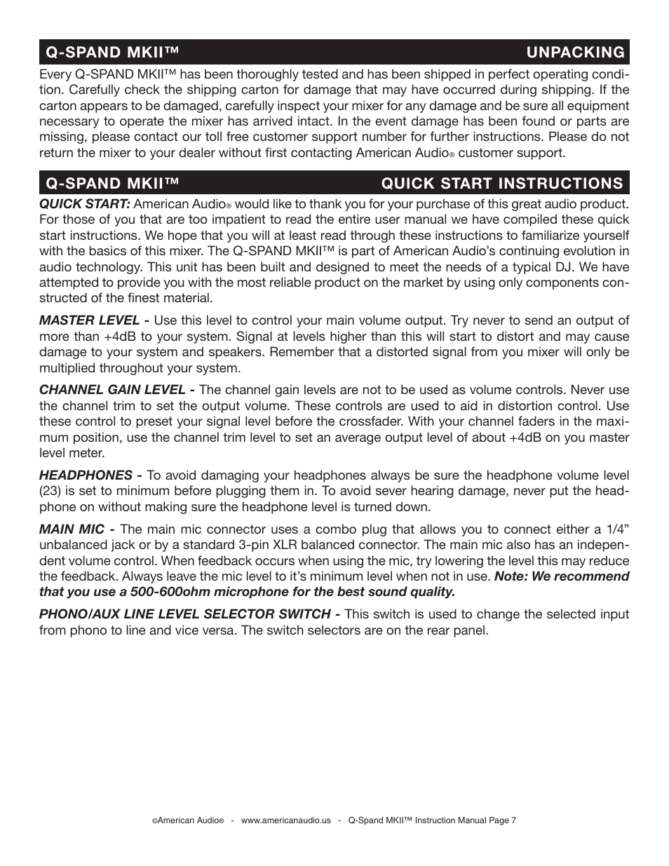 American Audio SWITCH User Manual | Page 7 / 23