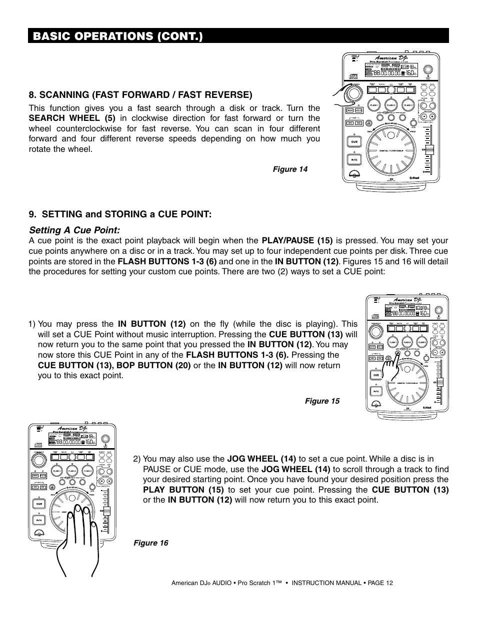 Basic operations (cont.) | American Audio Pro Scratch 1 User Manual | Page 12 / 28