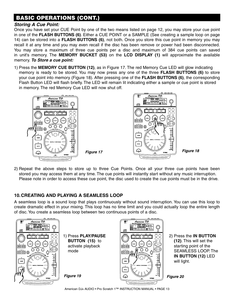 Basic operations (cont.) | American Audio Pro Scratch 1 User Manual | Page 13 / 28