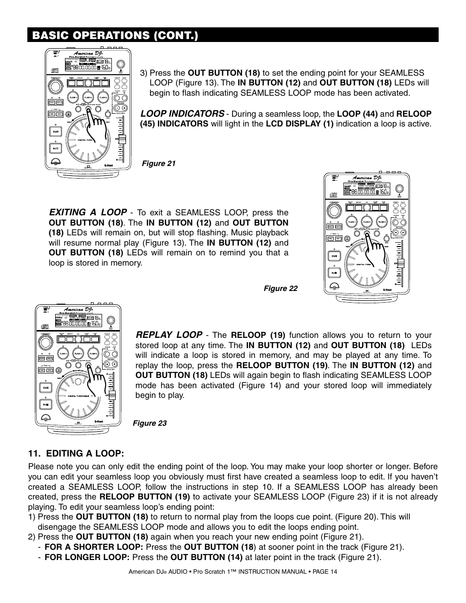 Basic operations (cont.) | American Audio Pro Scratch 1 User Manual | Page 14 / 28