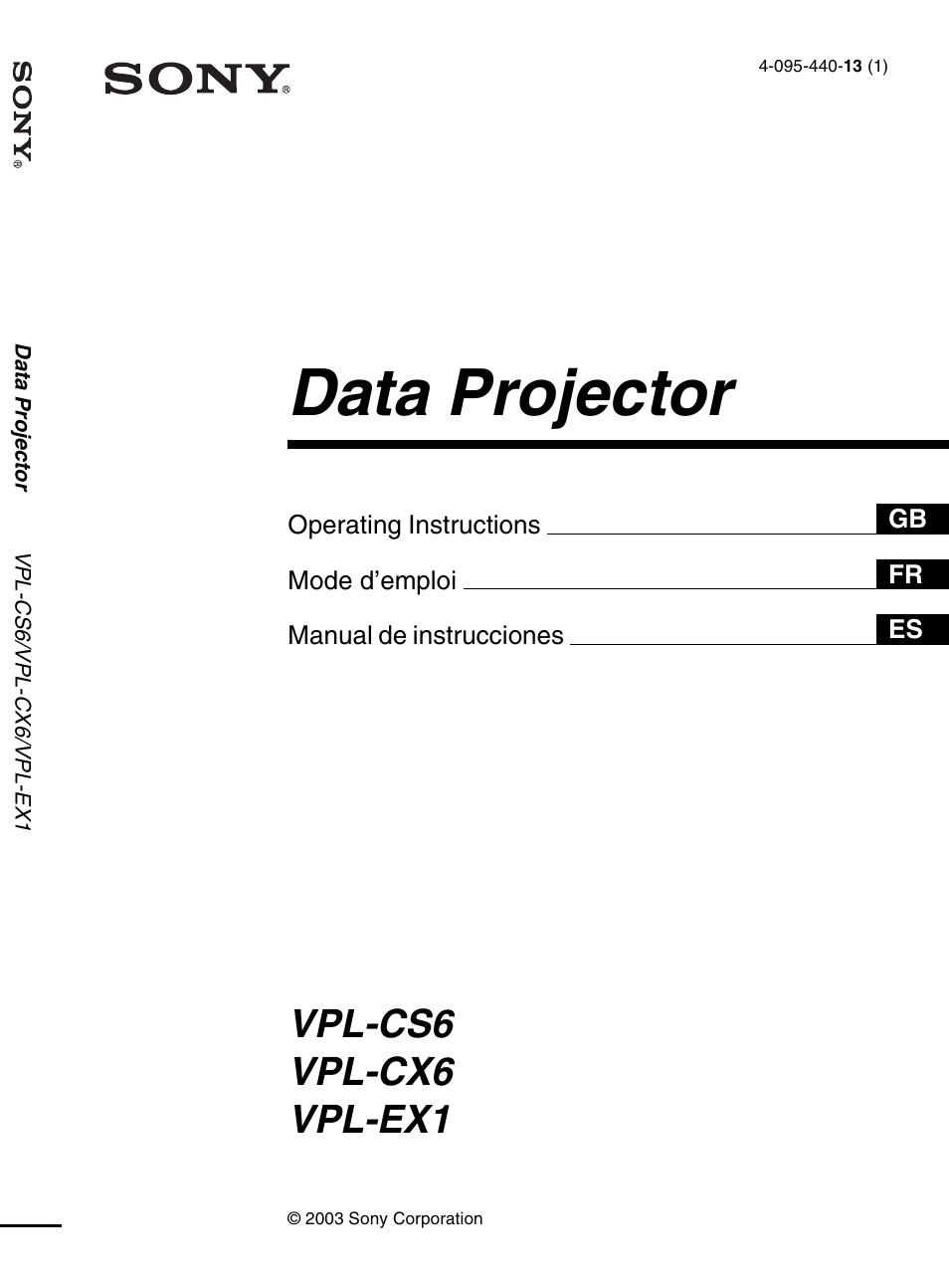 Sony VPL-EX1 User Manual | 164 pages