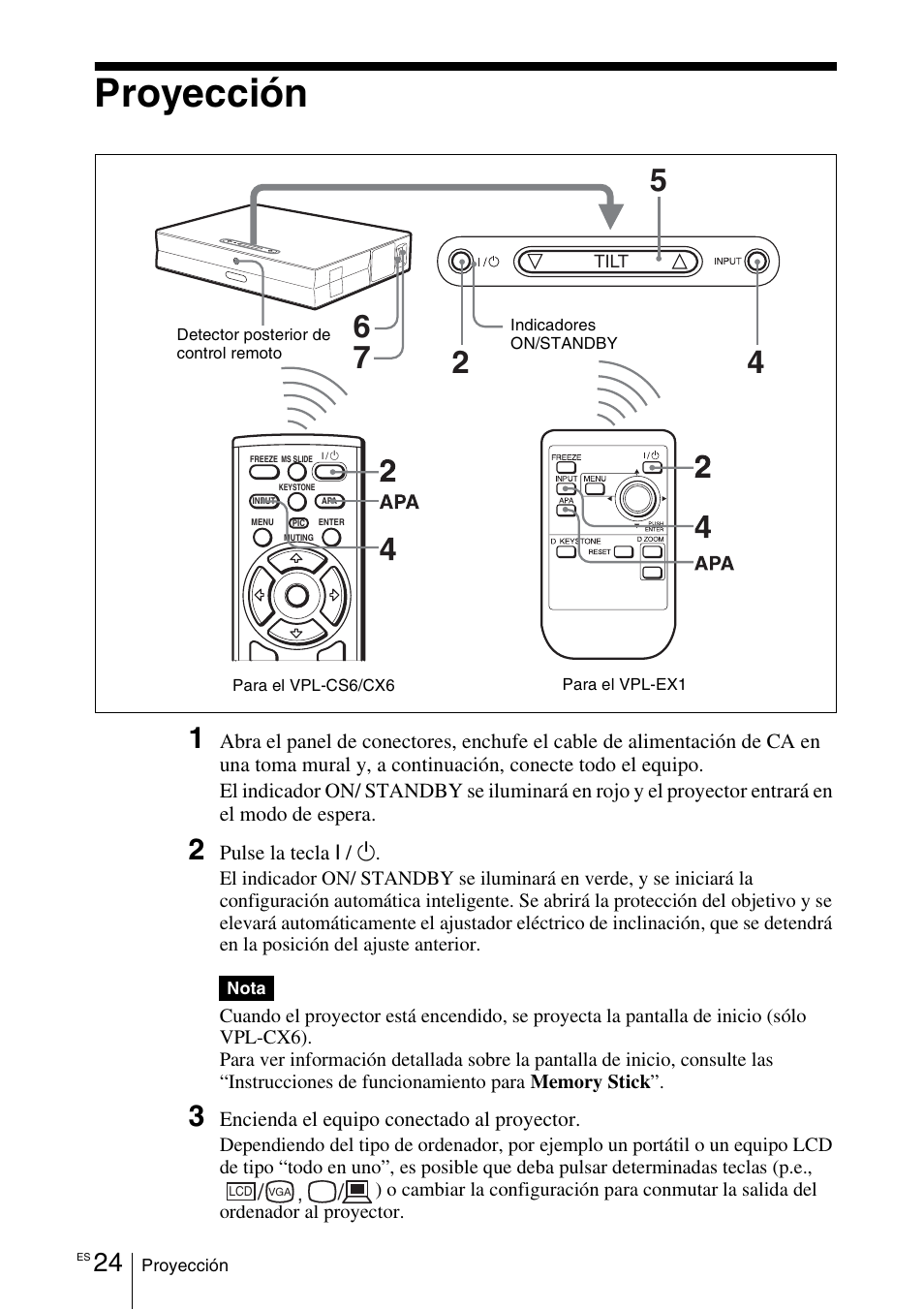 Proyección | Sony VPL-EX1 User Manual | Page 132 / 164