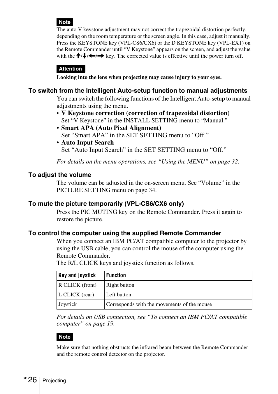 Sony VPL-EX1 User Manual | Page 26 / 164