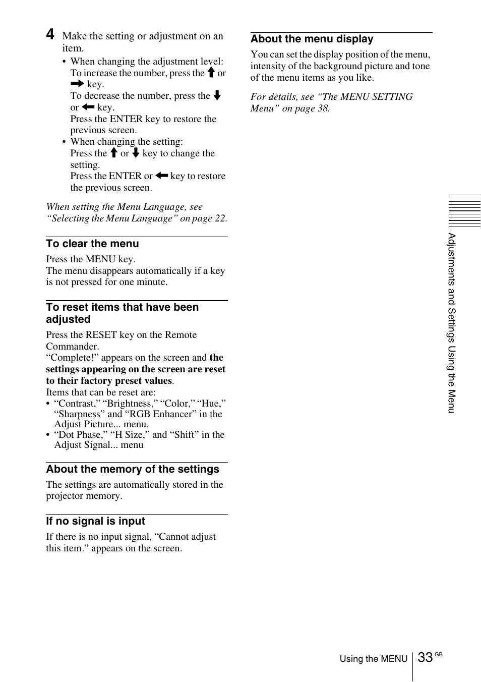 Sony VPL-EX1 User Manual | Page 33 / 164