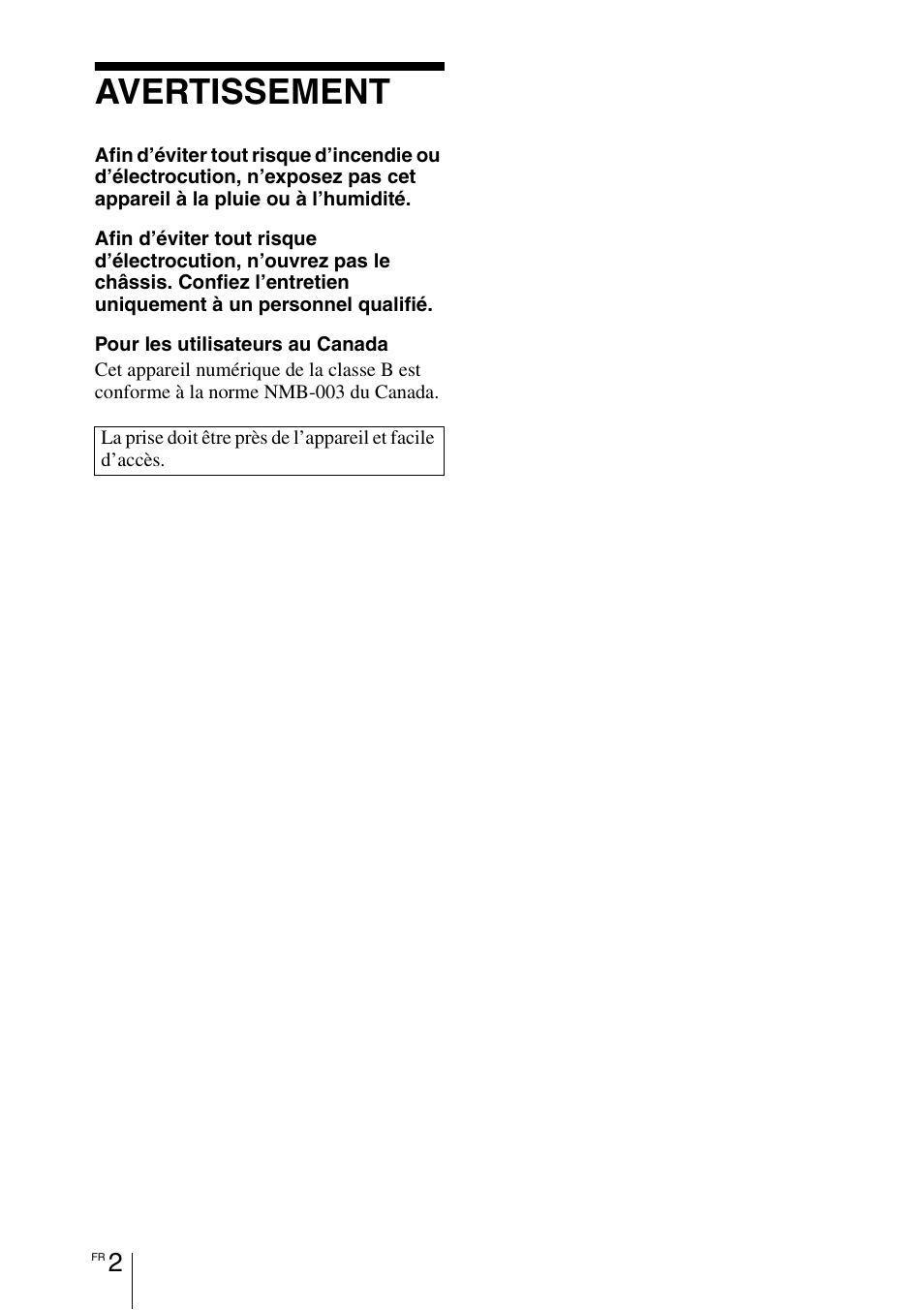 Avertissement | Sony VPL-EX1 User Manual | Page 56 / 164