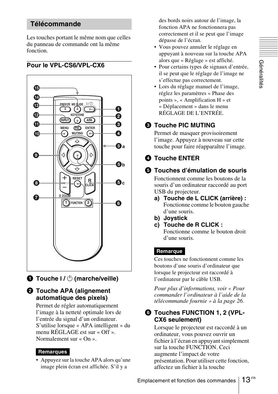 Télécommande | Sony VPL-EX1 User Manual | Page 67 / 164