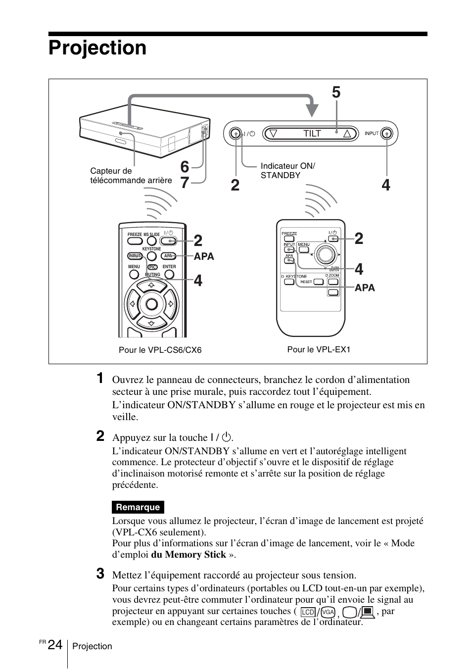Projection | Sony VPL-EX1 User Manual | Page 78 / 164
