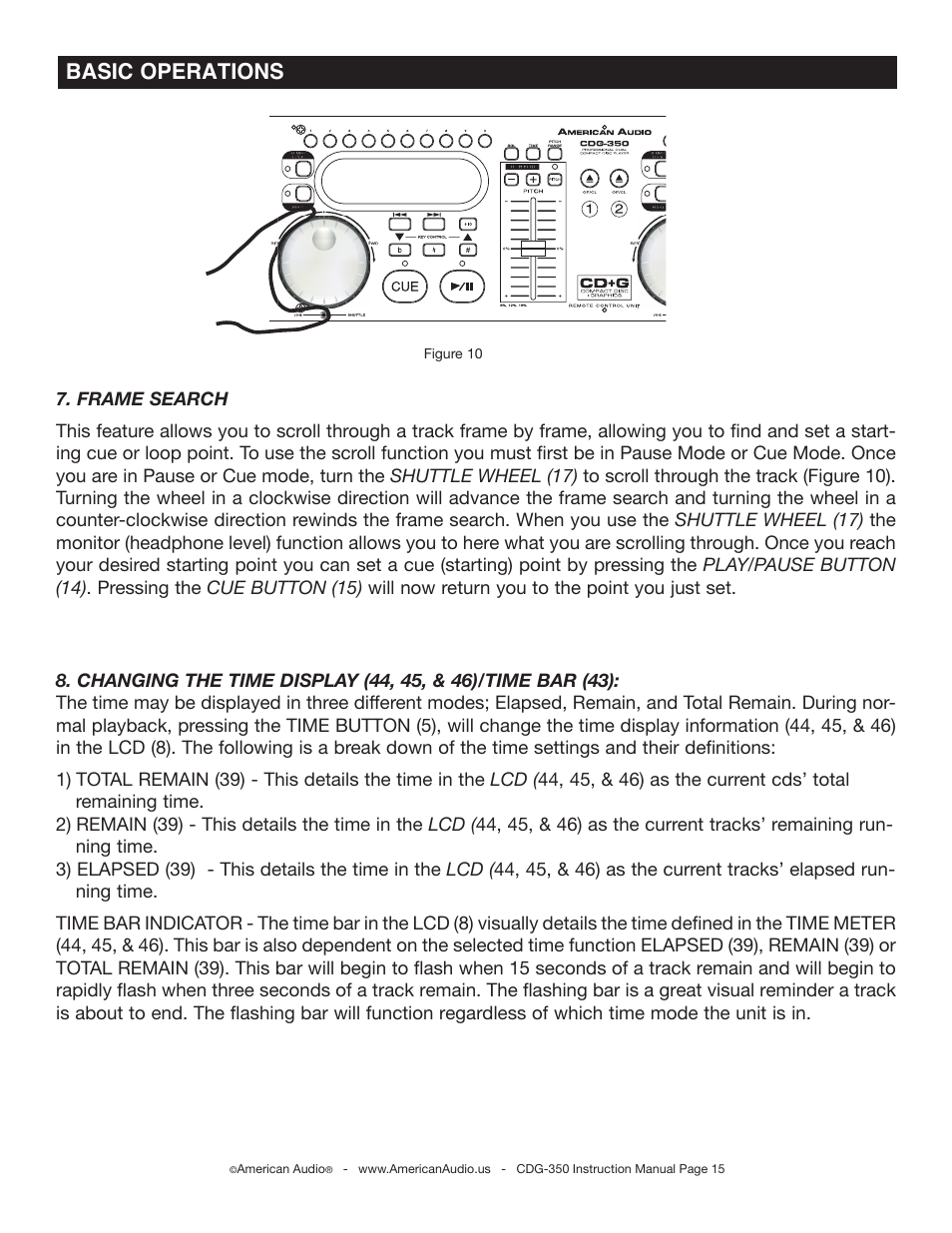 Basic operations | American Audio CDG-350 User Manual | Page 15 / 24