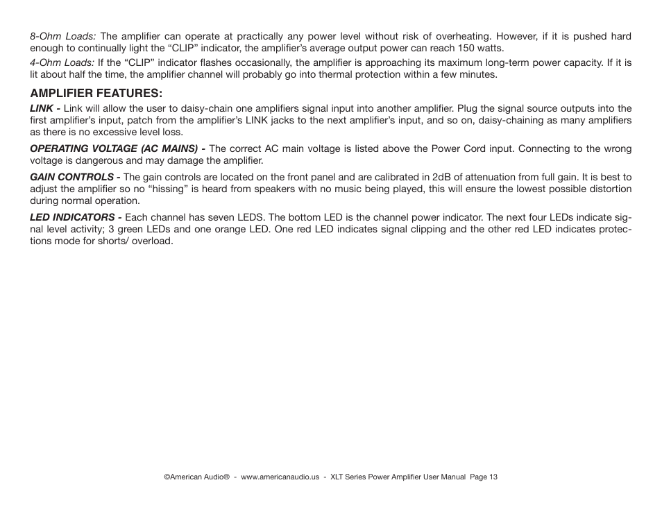 American Audio XLT2000 User Manual | Page 13 / 20