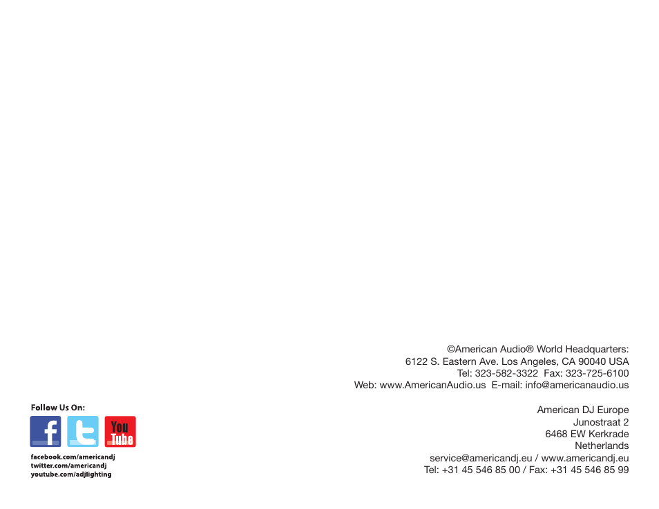 American Audio XLT2000 User Manual | Page 20 / 20