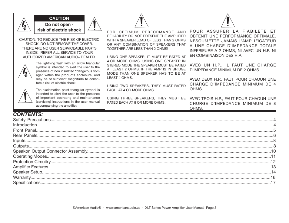 American Audio XLT2000 User Manual | Page 3 / 20