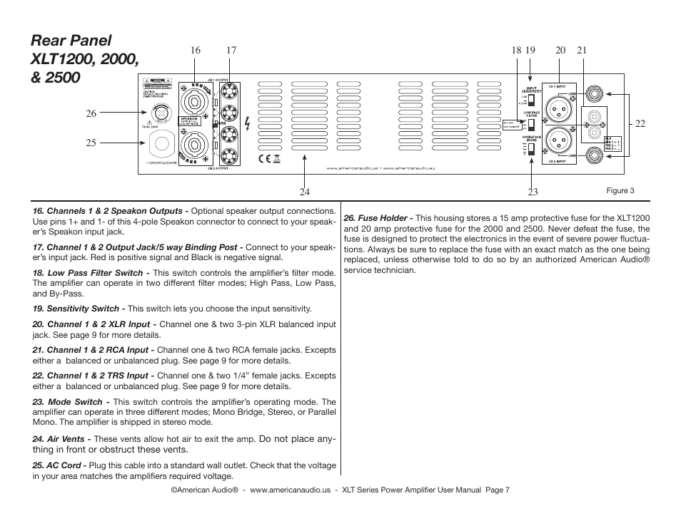 American Audio XLT2000 User Manual | Page 7 / 20