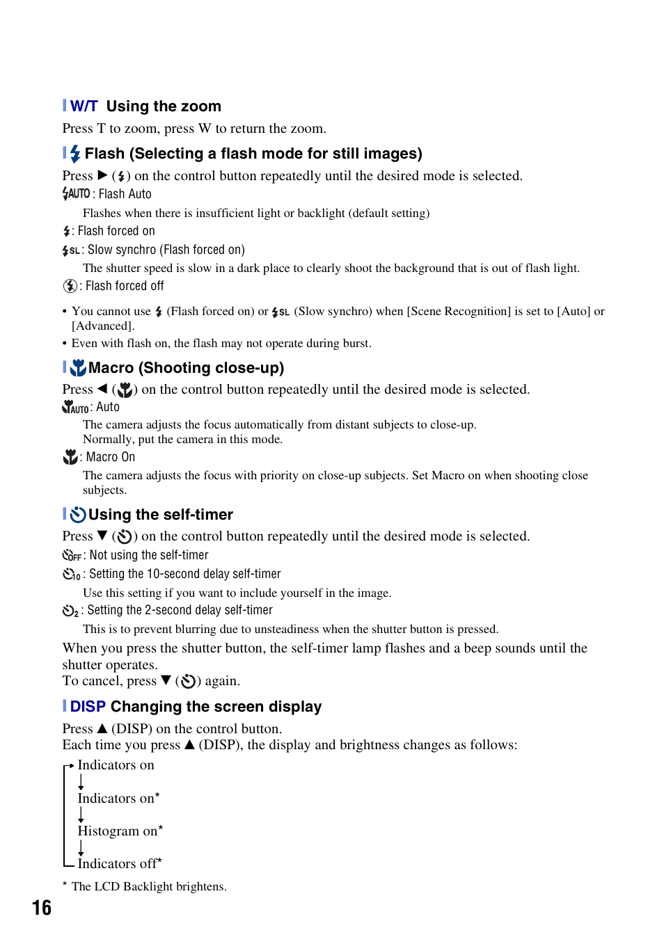 Sony DSC-W230 User Manual | Page 16 / 80