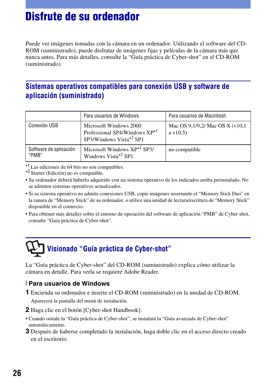 Disfrute de su ordenador, Visionado “guía práctica de cyber-shot | Sony DSC-W230 User Manual | Page 62 / 80