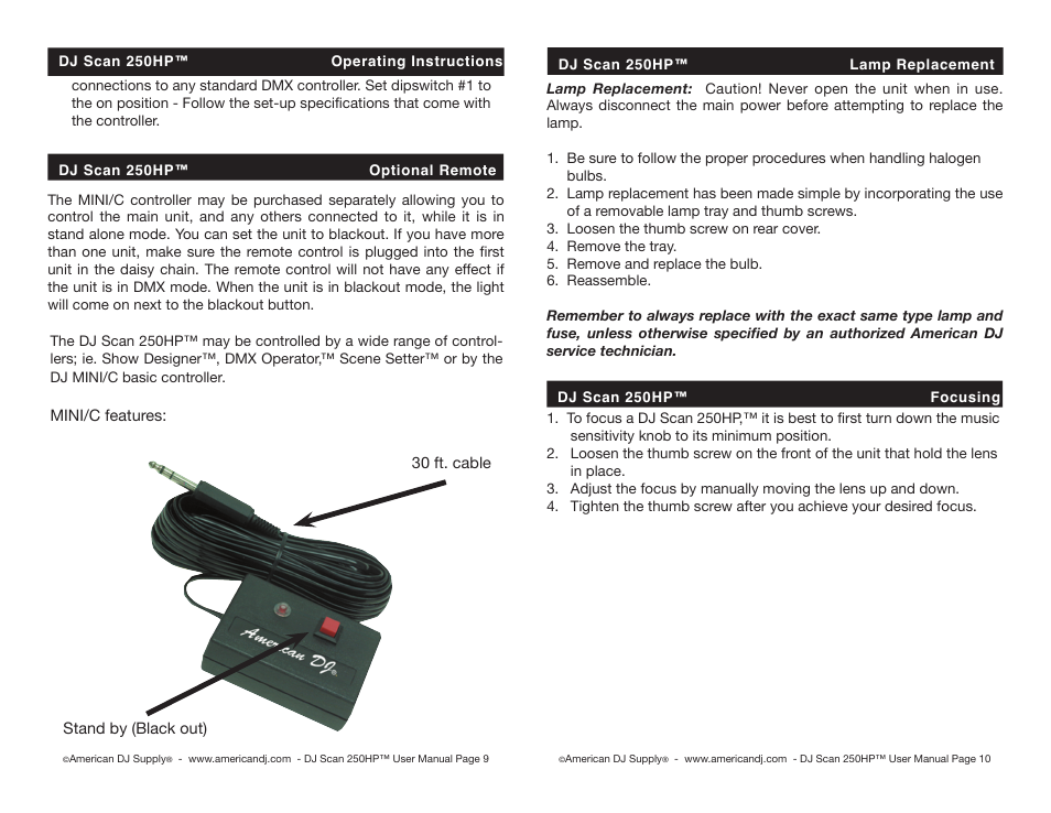 American Audio 250HP User Manual | Page 5 / 8