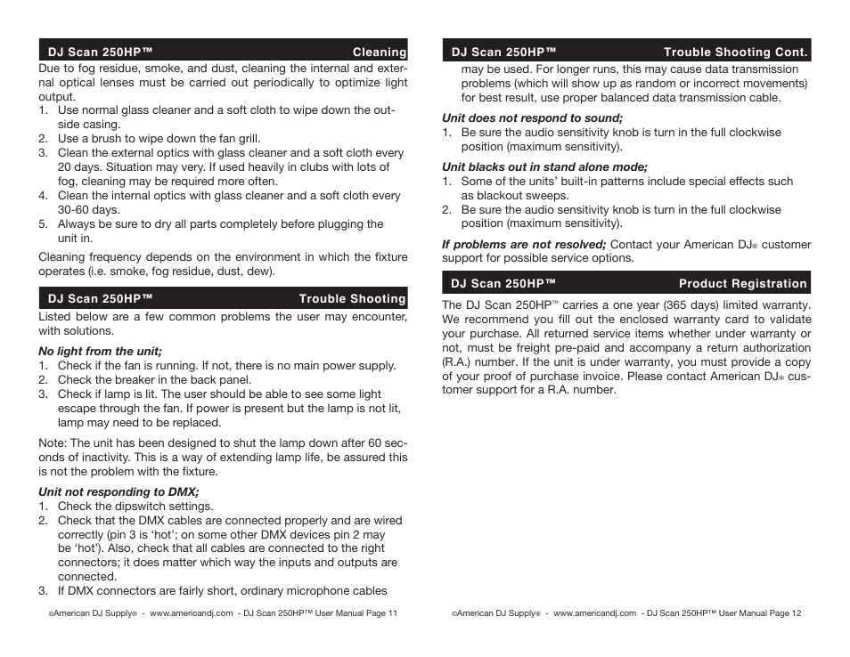 American Audio 250HP User Manual | Page 6 / 8