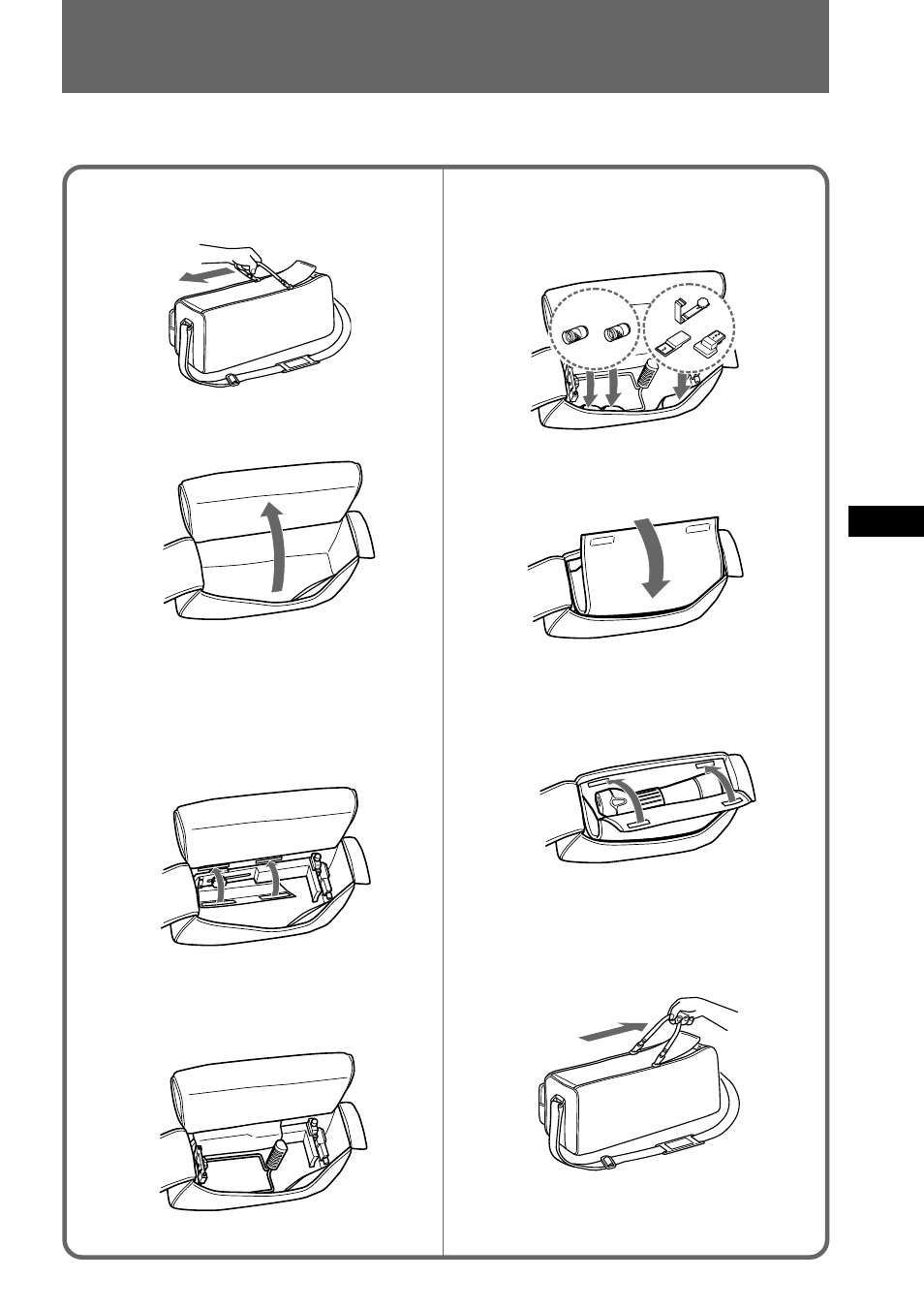 Using the carrying bag | Sony VCL-FS2K User Manual | Page 15 / 52