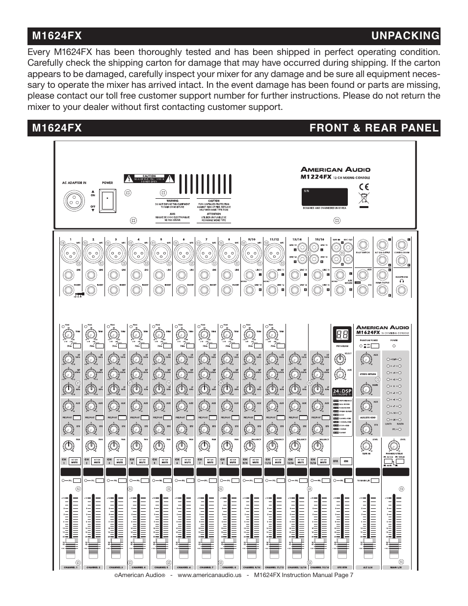 American Audio M1624FX User Manual | Page 7 / 26