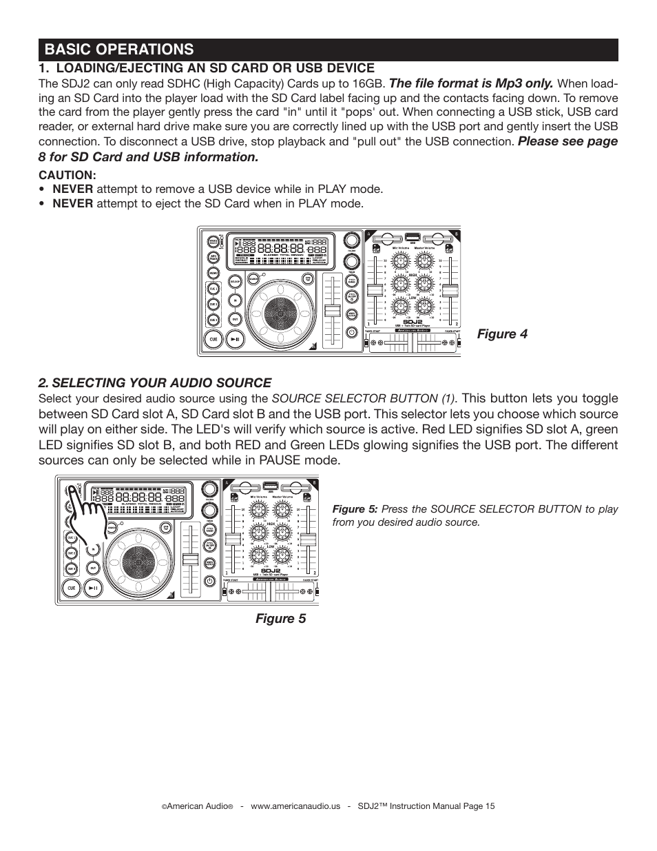 Basic operations | American Audio SDJ-2 User Manual | Page 15 / 35