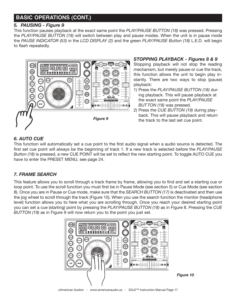 Basic operations (cont.) | American Audio SDJ-2 User Manual | Page 17 / 35