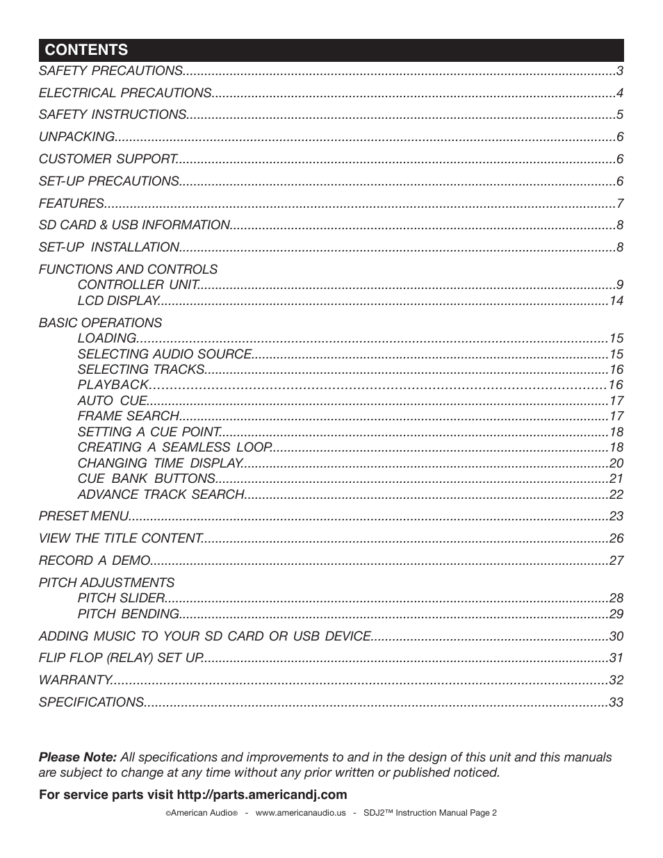 American Audio SDJ-2 User Manual | Page 2 / 35