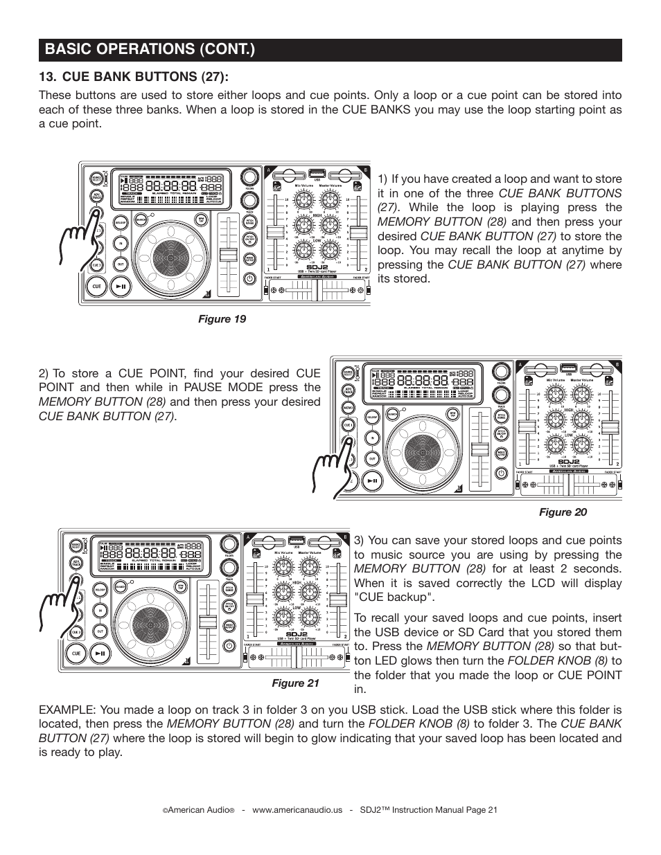 Basic operations (cont.) | American Audio SDJ-2 User Manual | Page 21 / 35