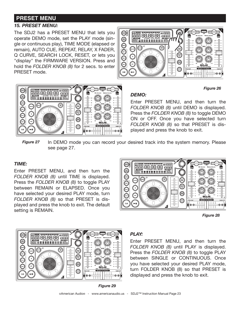 Preset menu | American Audio SDJ-2 User Manual | Page 23 / 35