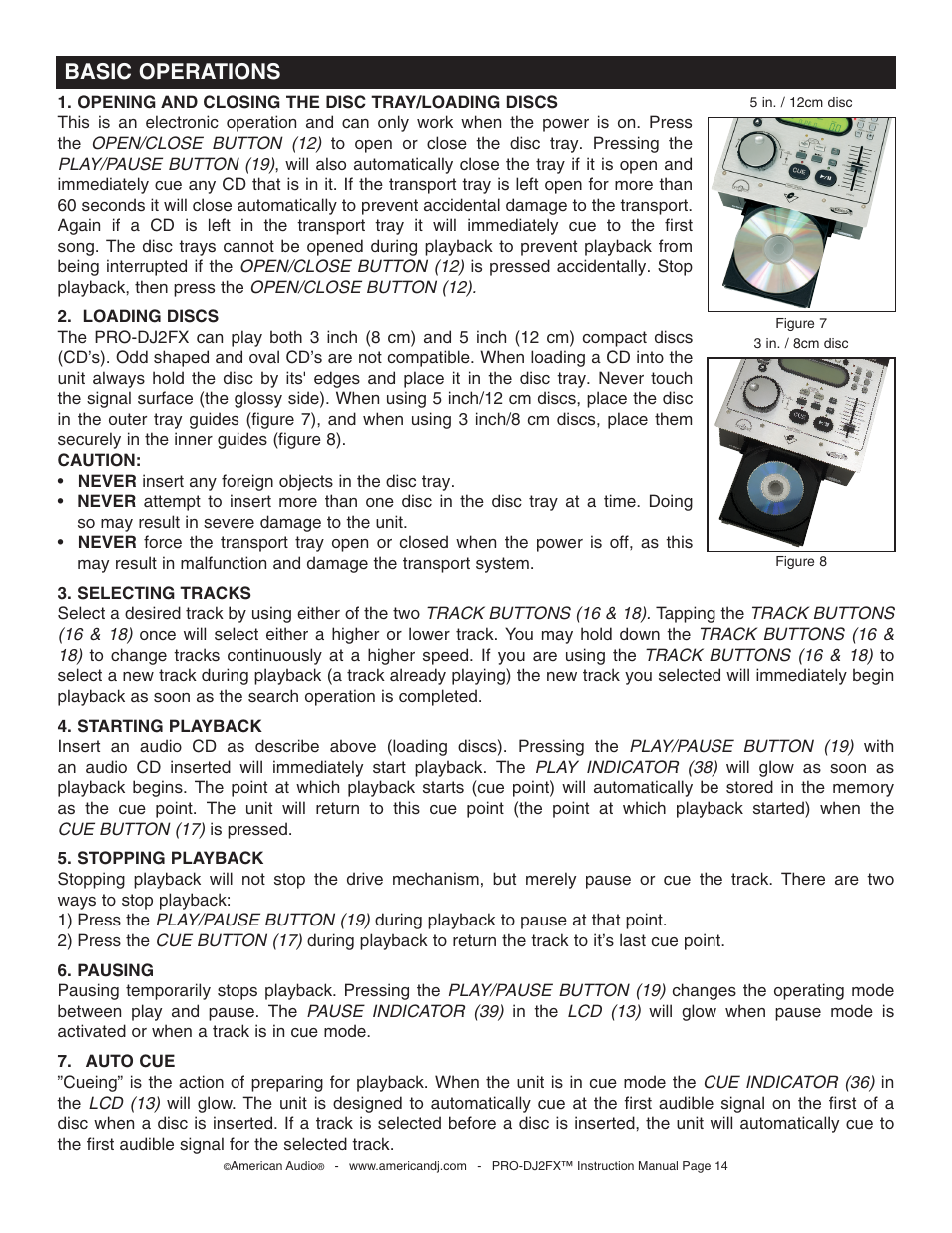 Basic operations | American Audio PRO-DJ2FX User Manual | Page 14 / 28