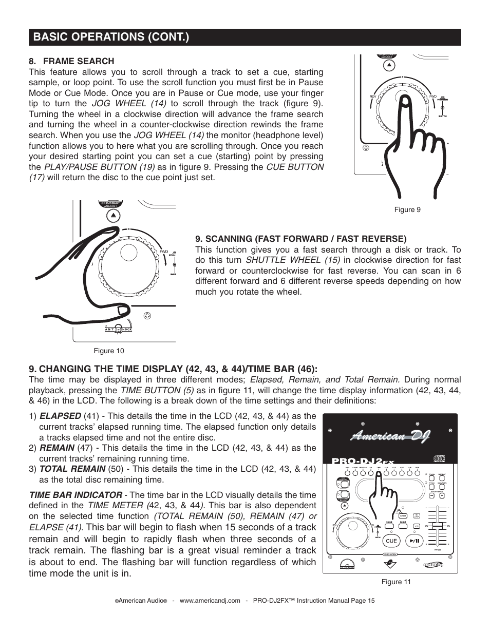 Basic operations (cont.) | American Audio PRO-DJ2FX User Manual | Page 15 / 28