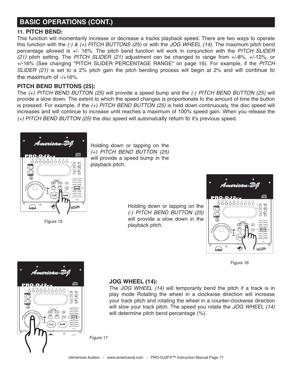 Basic operations (cont.) | American Audio PRO-DJ2FX User Manual | Page 17 / 28