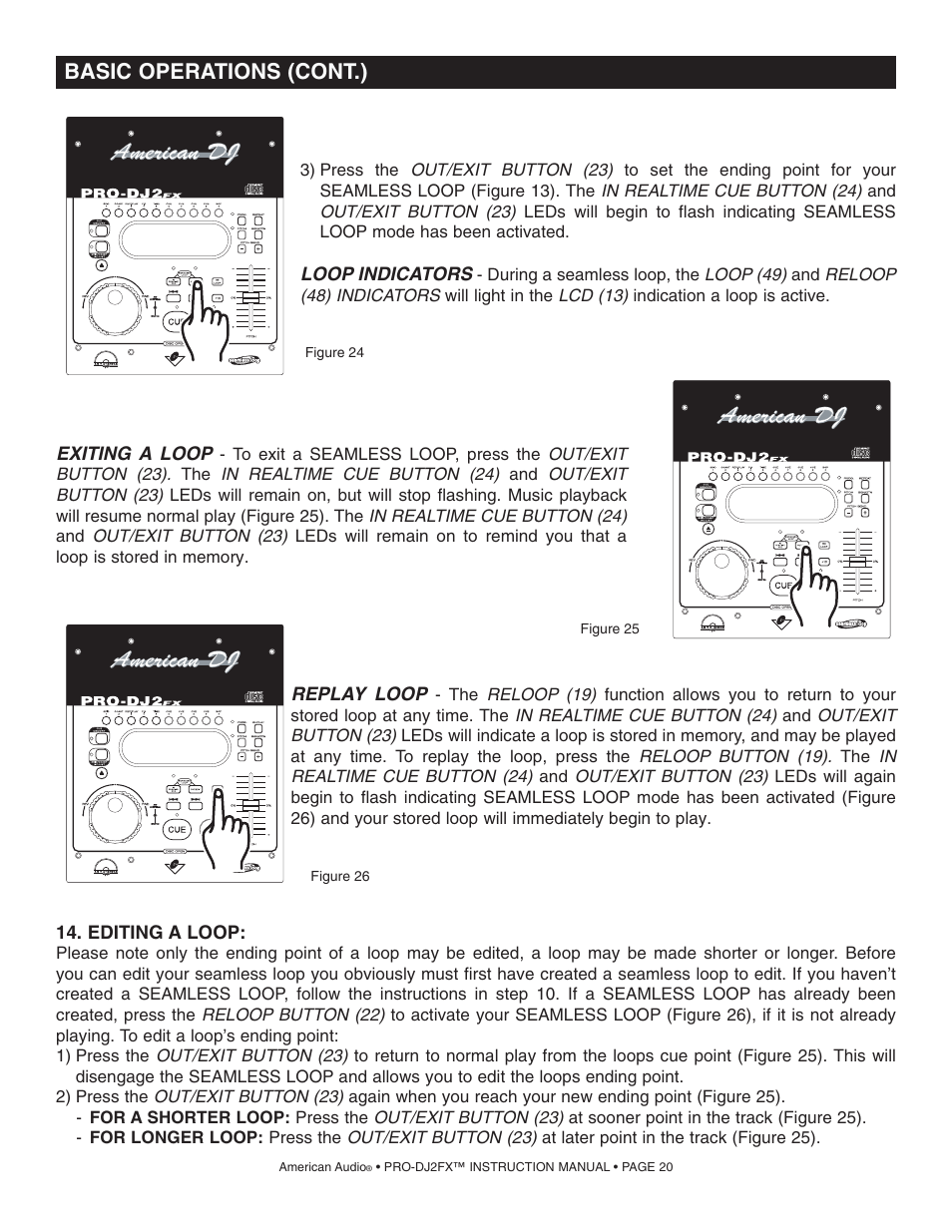 Basic operations (cont.) | American Audio PRO-DJ2FX User Manual | Page 20 / 28