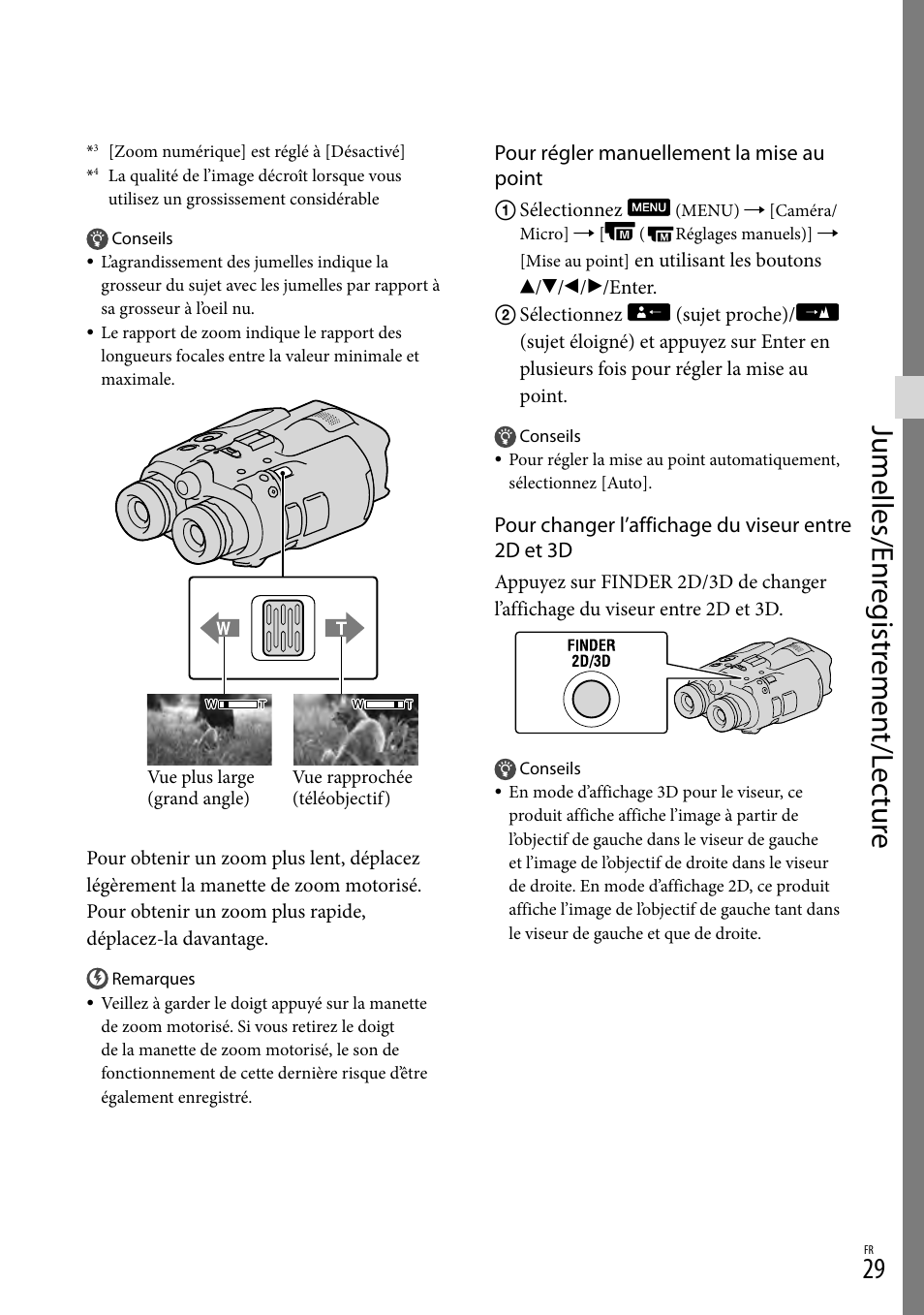 Jumelles/enr eg istr emen t/l ec tur e | Sony DEV-3 User Manual | Page 137 / 271