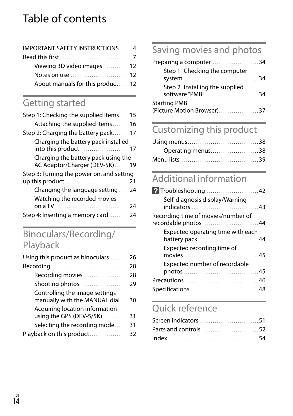 Sony DEV-3 User Manual | Page 14 / 271