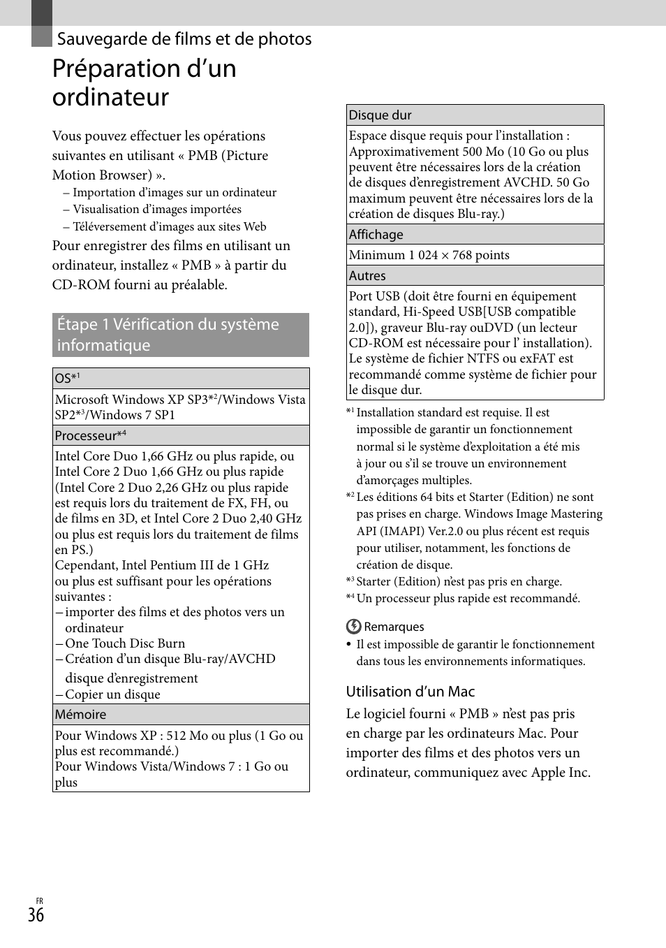 Sauvegarde de films et de photos, Préparation d’un ordinateur, Étape 1 vérification du système informatique | Sauvegarde de films et de, Photos, Étape 1 vérification du système, Informatique | Sony DEV-3 User Manual | Page 144 / 271
