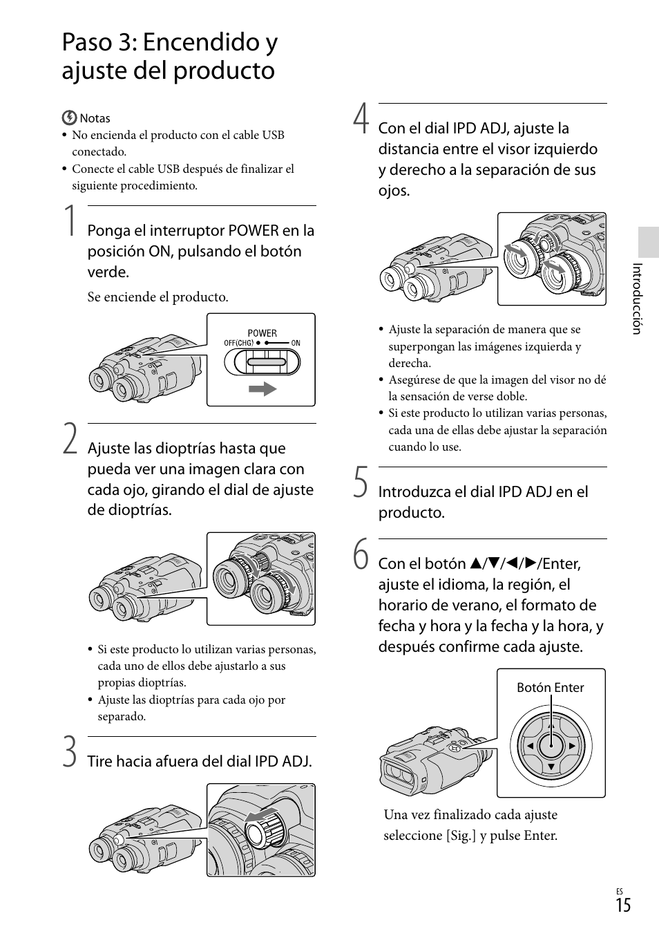 Paso 3: encendido y ajuste del producto, Paso 3: encendido y ajuste del, Producto | Sony DEV-3 User Manual | Page 183 / 271